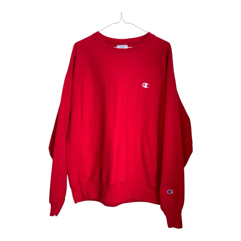 Champion Men's Red Reverse Weave Crewneck Sweatshirt Large